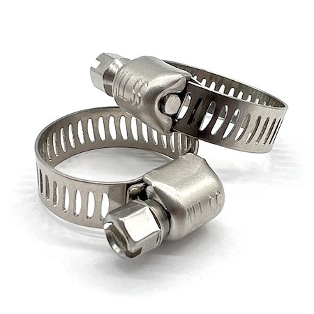 Boltsandnuts.Com 100 Pieces #8 Micro Worm Gear Hose Clamp 304 Stainless w/ 1/4in Slotted Screw, 100PK 8WGHCMICRO304-100